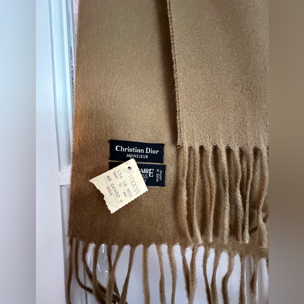 Vintage Christian Dior Scarf Camel Gift NEW Winter Warm Outerwear